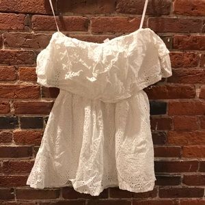 Guess XS white eyelet offshoulder dress